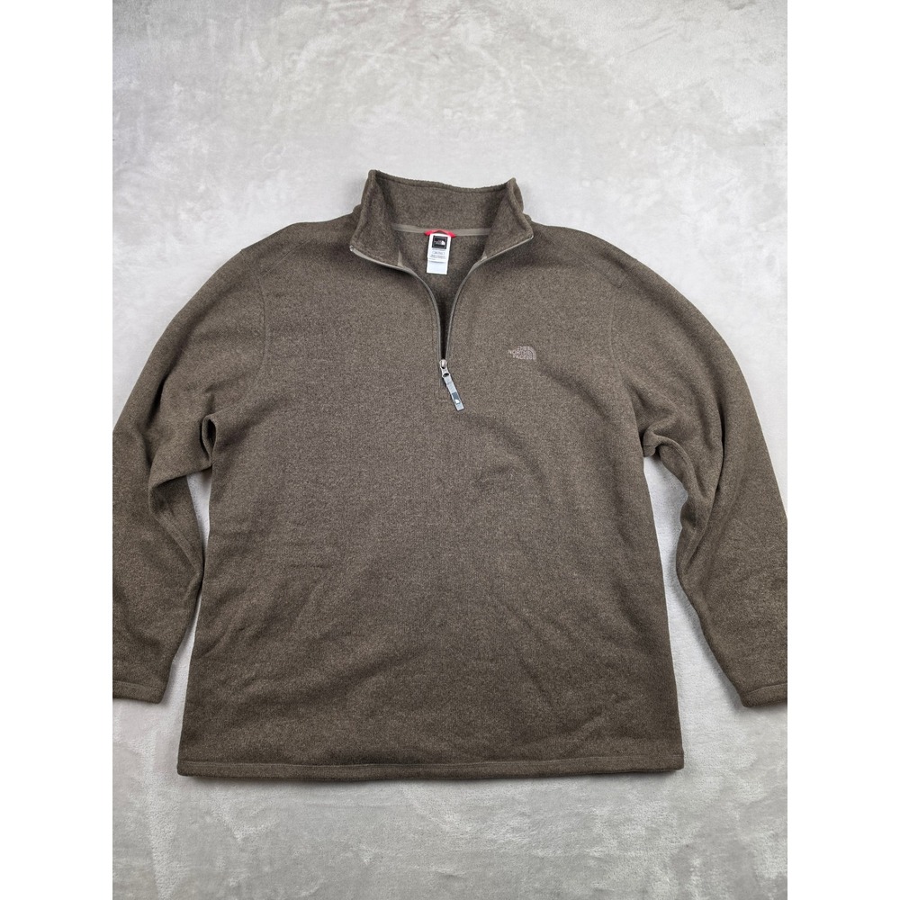 The North Face Quarter Zip Sweater Mens XXL Brown Fleece Pullover Outdoor Hiking